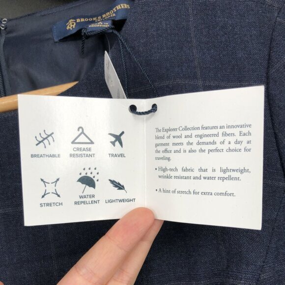 NWT Brooks Brothers Women's Plaid Wool Blend Sheath Dress 4 Navy Dark Academia - Picture 5 of 11